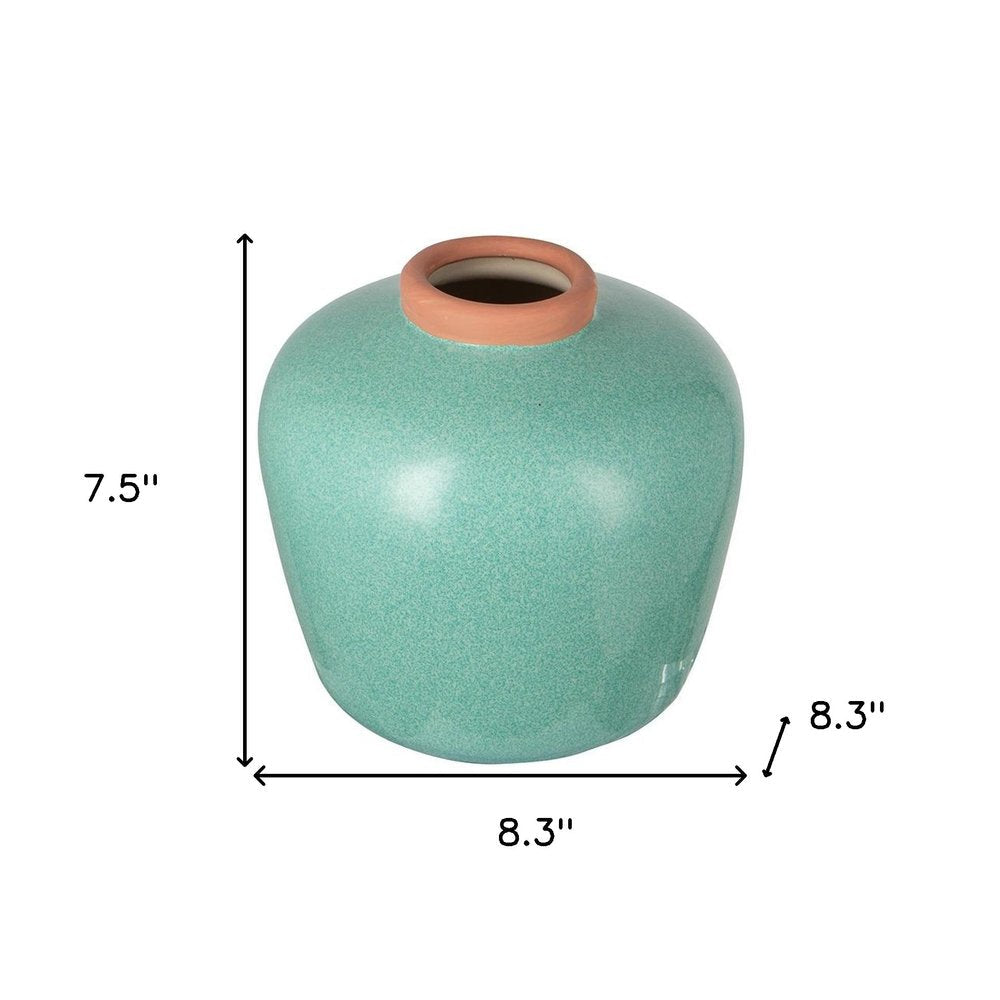 8" Blue And Brown Mottled Ceramic Round Table Vase HomeRoots