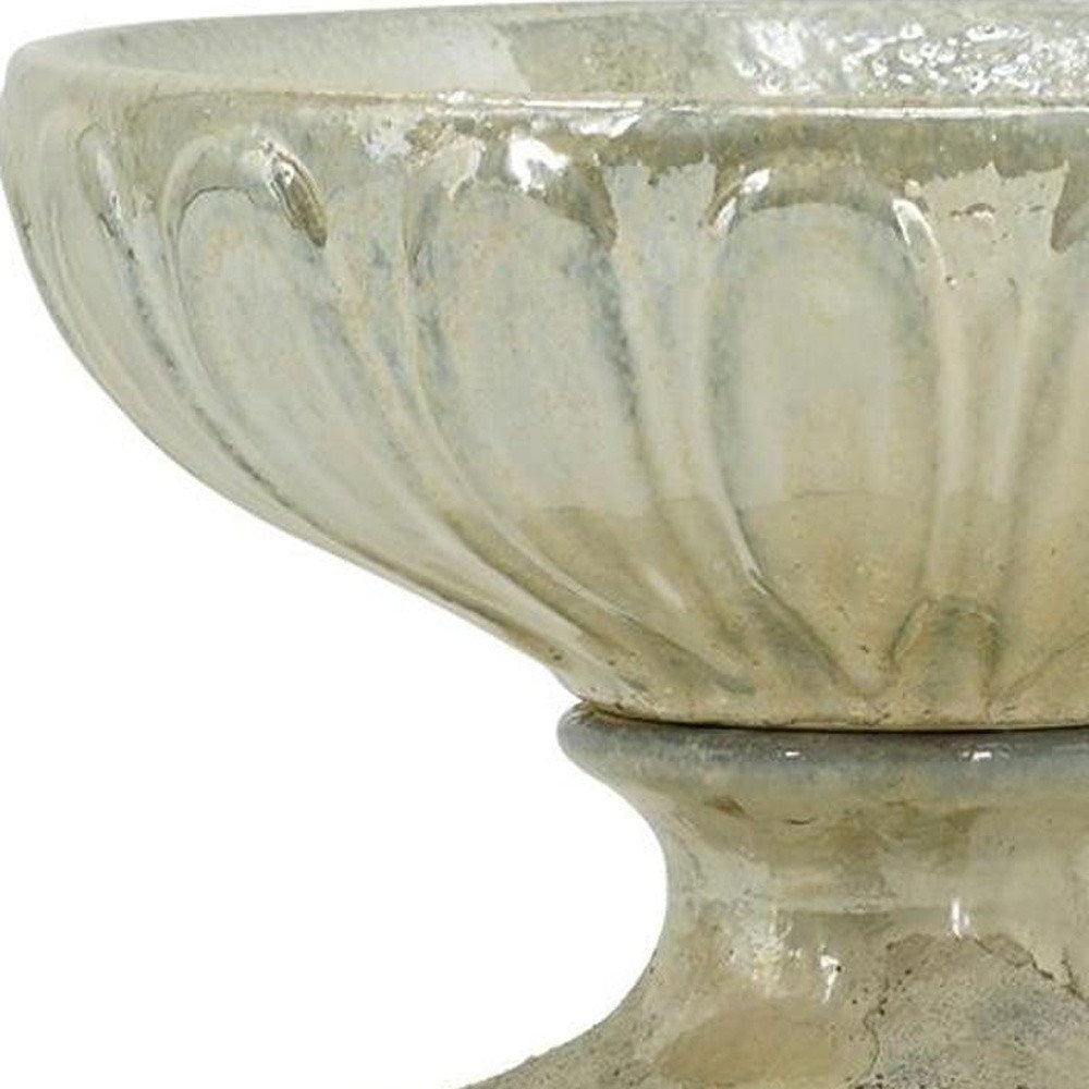 10" Gray Ceramic Round Pedestal Centerpiece Bowl HomeRoots