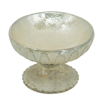 10" Gray Ceramic Round Pedestal Centerpiece Bowl HomeRoots