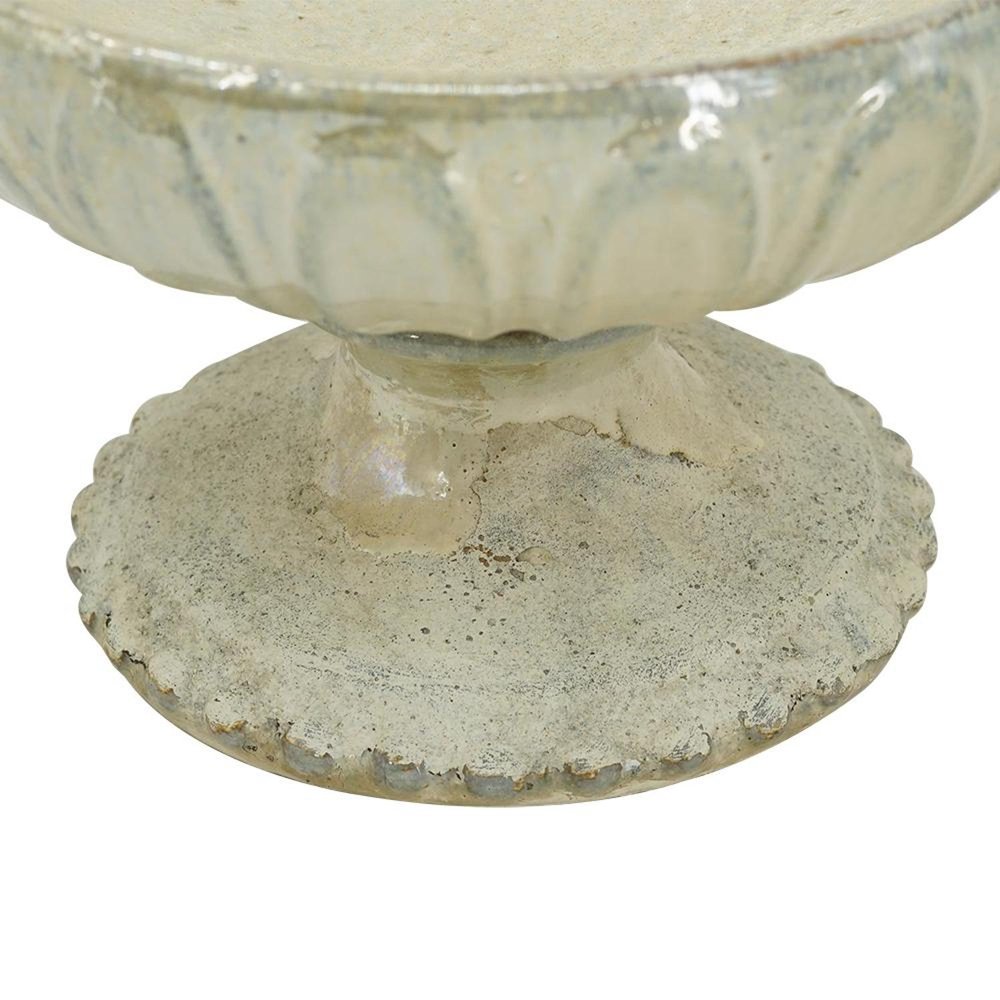 10" Gray Ceramic Round Pedestal Centerpiece Bowl HomeRoots
