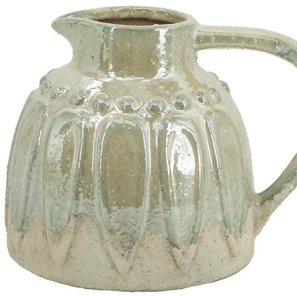7" Gray Ceramic Round Jug Vase HomeRoots