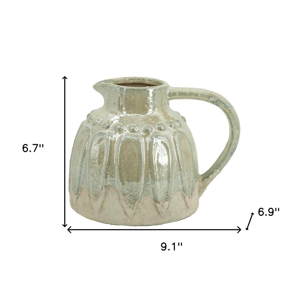 7" Gray Ceramic Round Jug Vase HomeRoots