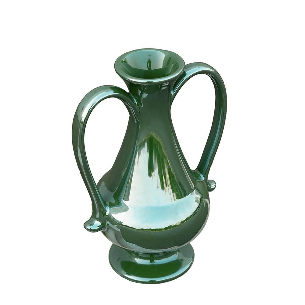 10" Hunter Green Ceramic Amphora Table Vase HomeRoots