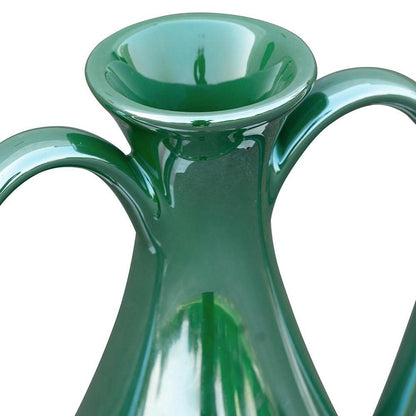 10" Hunter Green Ceramic Amphora Table Vase HomeRoots