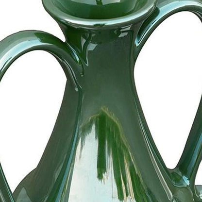 10" Hunter Green Ceramic Amphora Table Vase HomeRoots