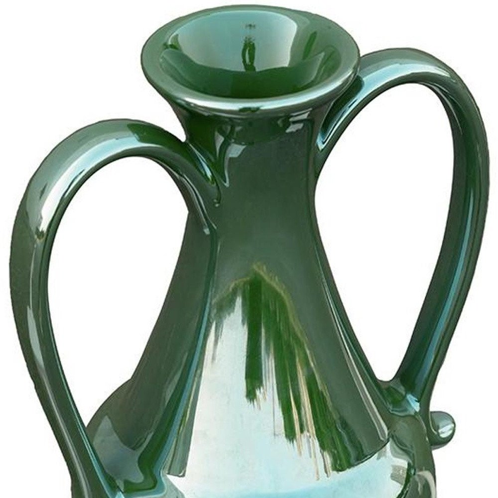 10" Hunter Green Ceramic Amphora Table Vase HomeRoots