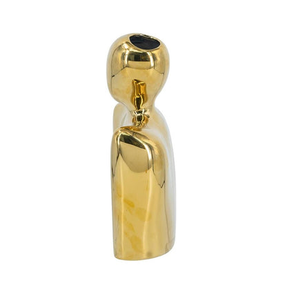 10" Gold Ceramic Modern Abstract Table Vase HomeRoots
