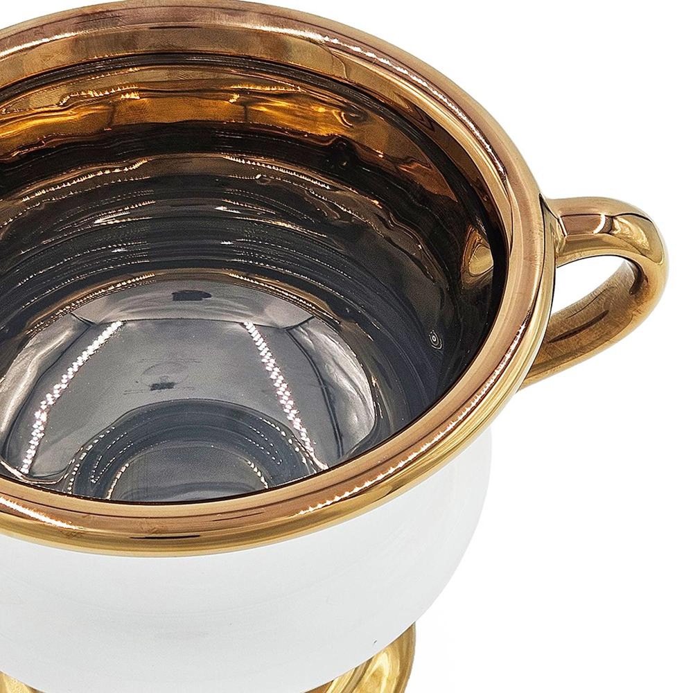 7" White And Gold Ceramic Amphora Urn HomeRoots