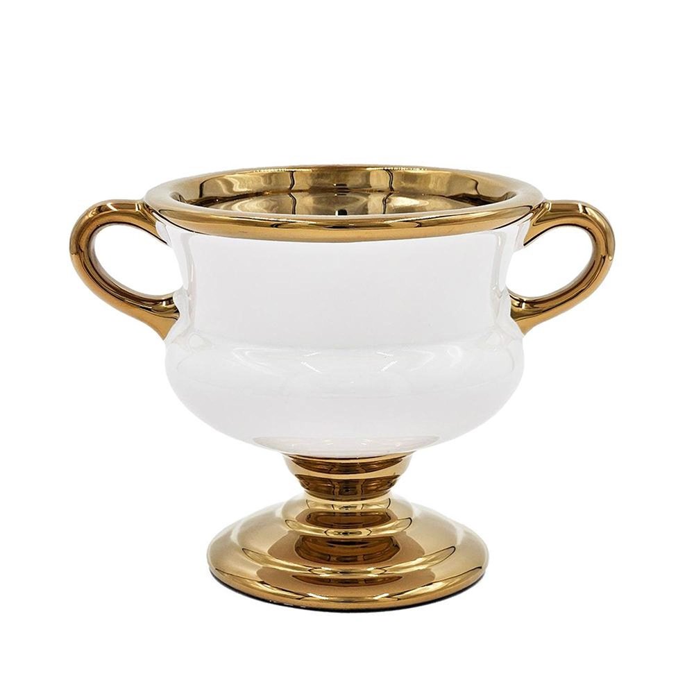 6" White And Gold Amphora Ceramic Table Vase HomeRoots
