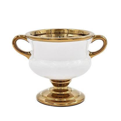 6" White And Gold Amphora Ceramic Table Vase HomeRoots