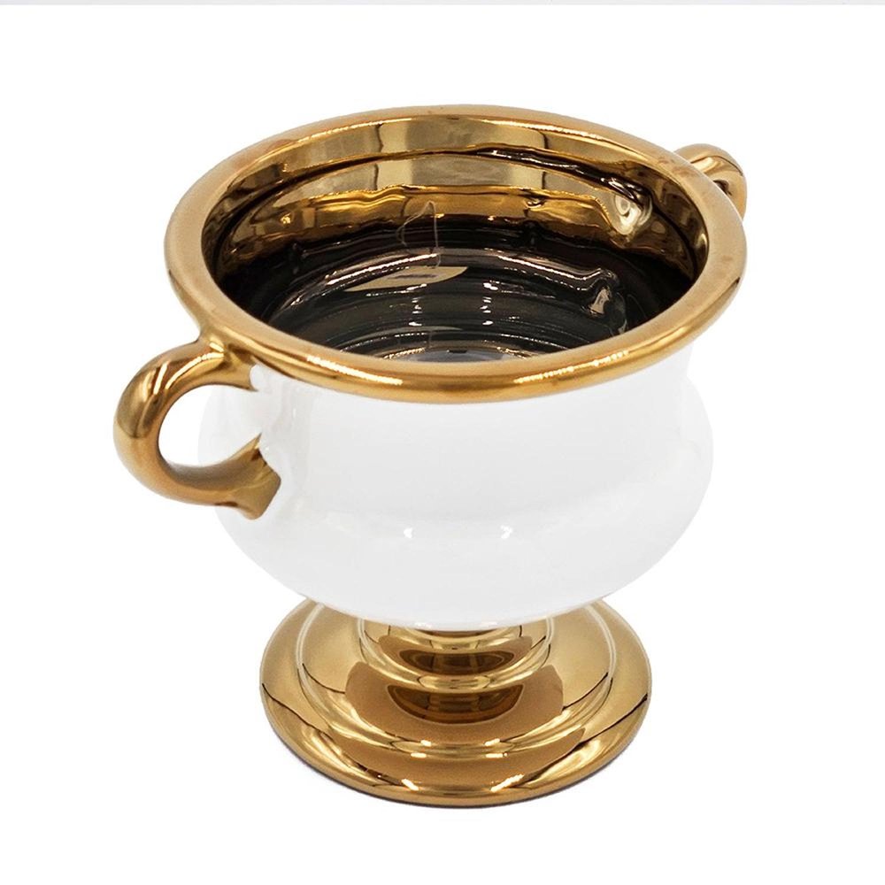 6" White And Gold Amphora Ceramic Table Vase HomeRoots