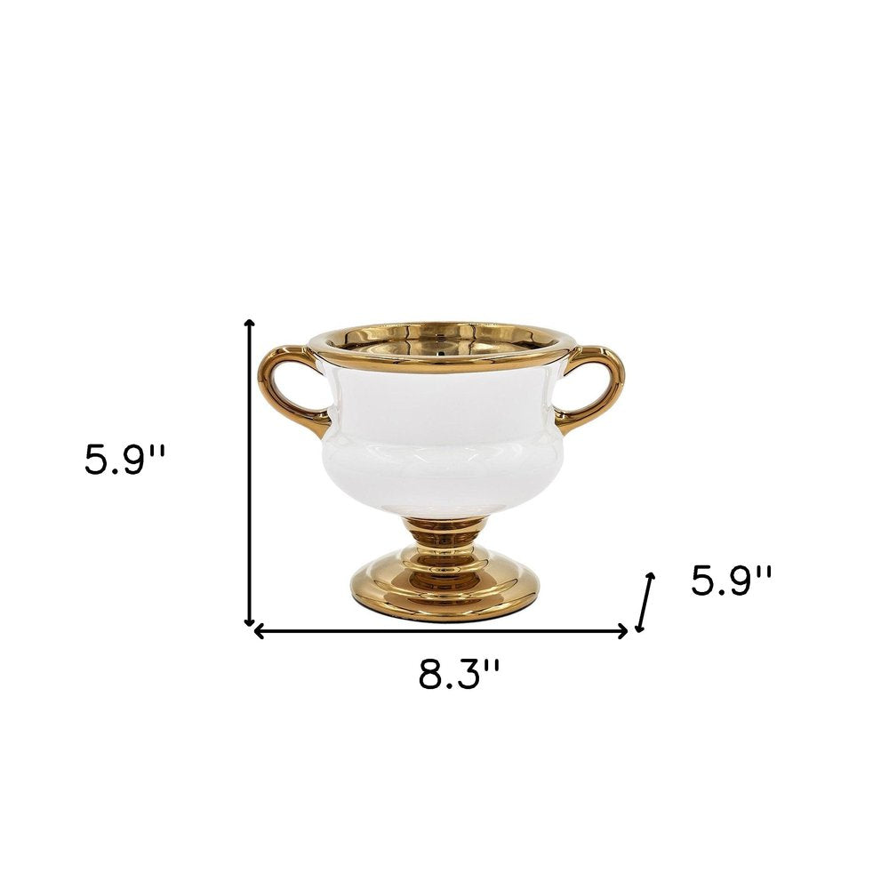 6" White And Gold Amphora Ceramic Table Vase HomeRoots