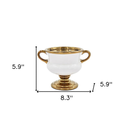 6" White And Gold Amphora Ceramic Table Vase HomeRoots