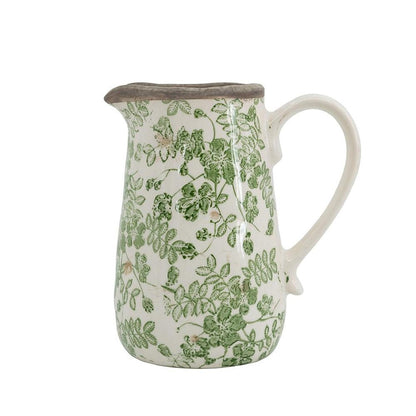 7" Green And White Leaf Ceramic Round Jug Vase HomeRoots