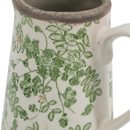 7" Green And White Leaf Ceramic Round Jug Vase HomeRoots