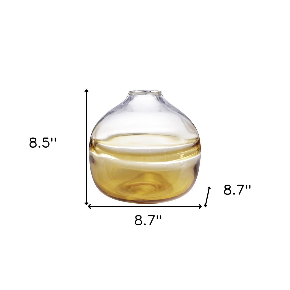 9" Clear And Brown Ombre Glass Round Table Vase HomeRoots
