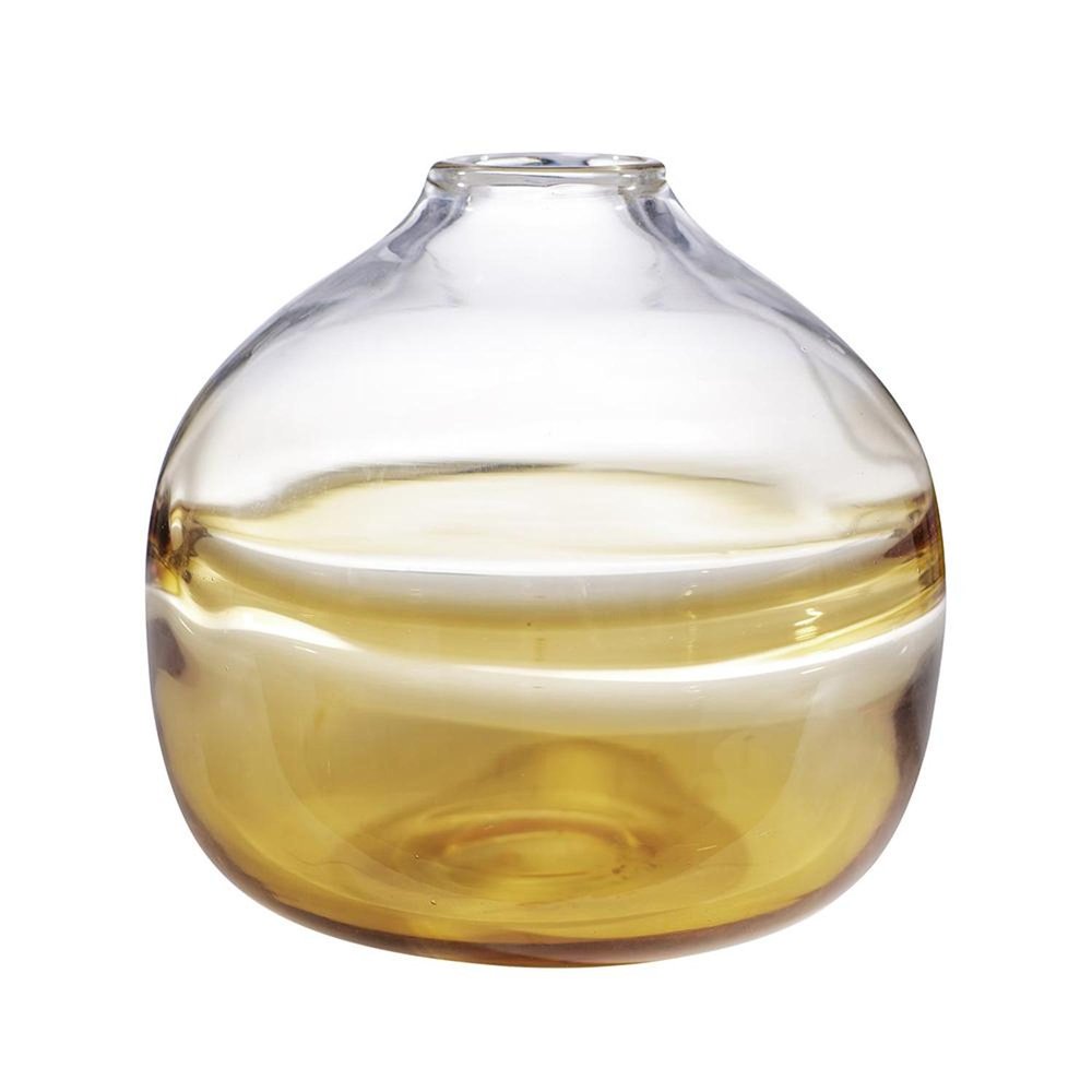 9" Clear And Brown Ombre Glass Round Table Vase HomeRoots