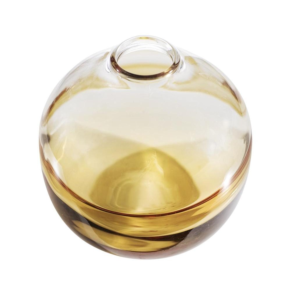 9" Clear And Brown Ombre Glass Round Table Vase HomeRoots