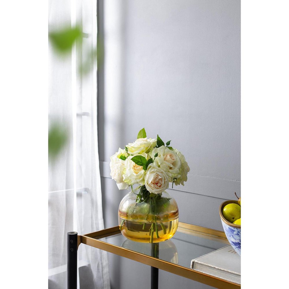 9" Clear And Brown Ombre Glass Round Table Vase HomeRoots
