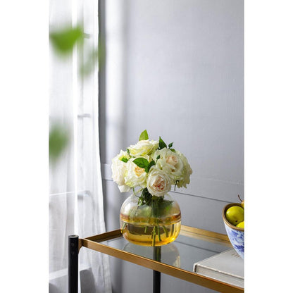 9" Clear And Brown Ombre Glass Round Table Vase HomeRoots