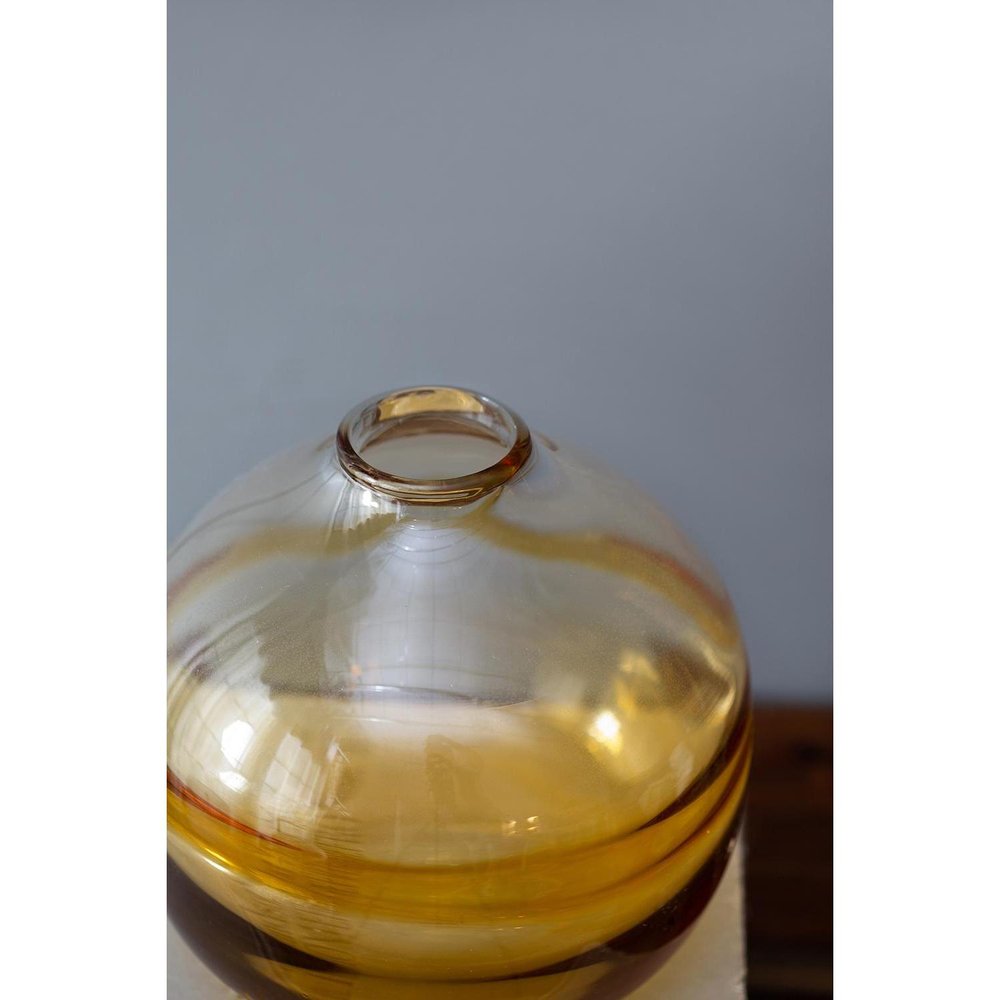 9" Clear And Brown Ombre Glass Round Table Vase HomeRoots