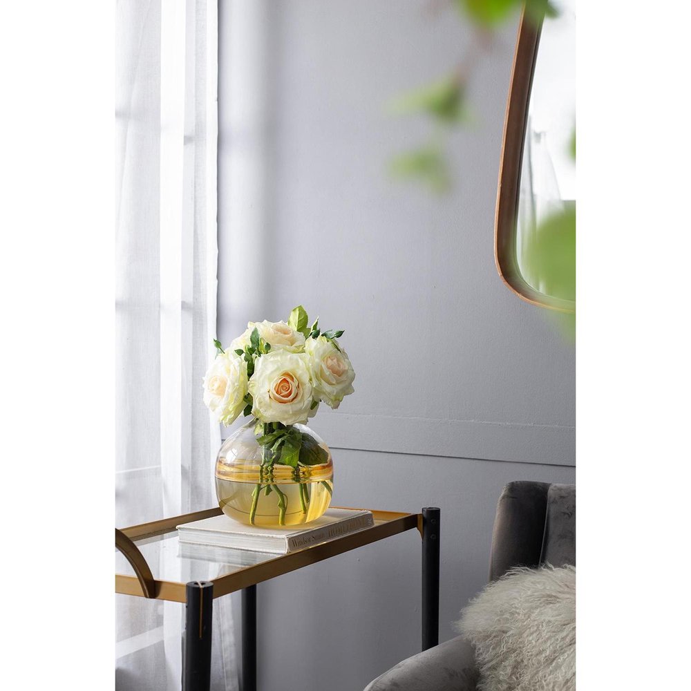 9" Clear And Brown Ombre Glass Round Table Vase HomeRoots