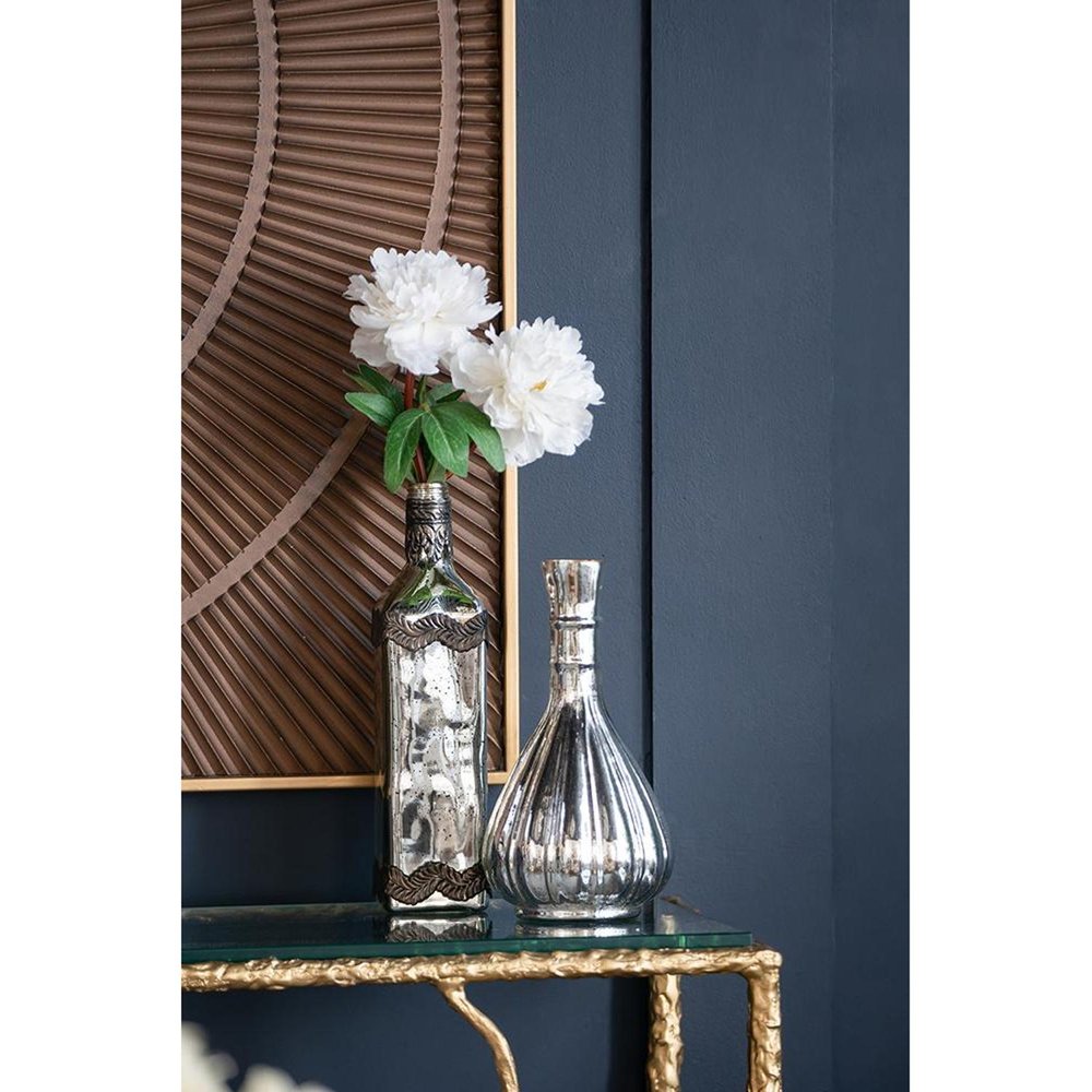 10" Antiqued Silver Glass Round Table Vase HomeRoots