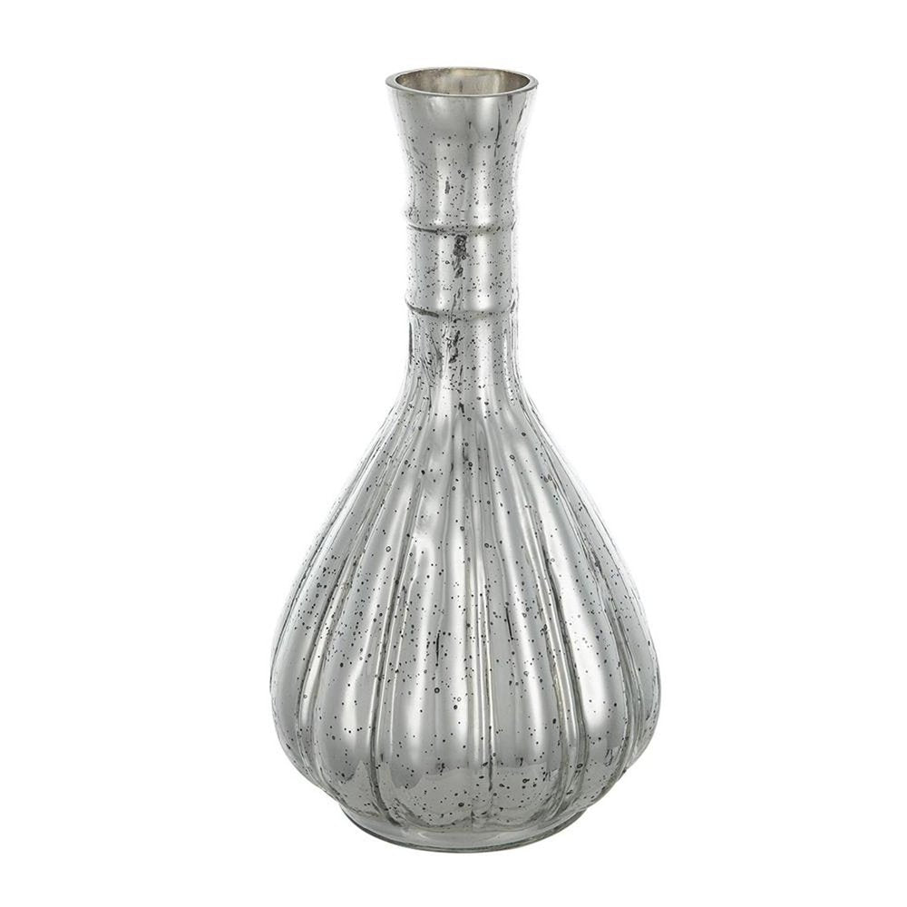 10" Antiqued Silver Glass Round Table Vase HomeRoots