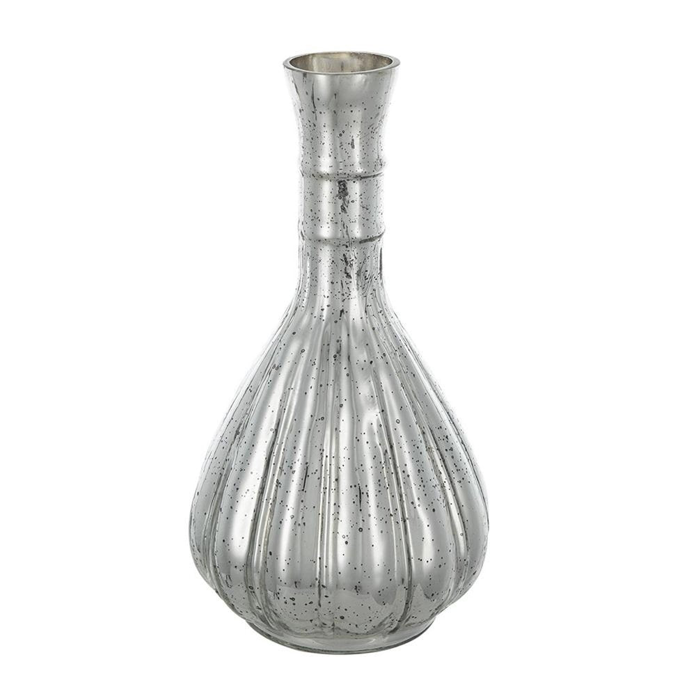 10" Antiqued Silver Glass Round Table Vase HomeRoots