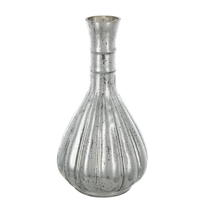 10" Antiqued Silver Glass Round Table Vase HomeRoots