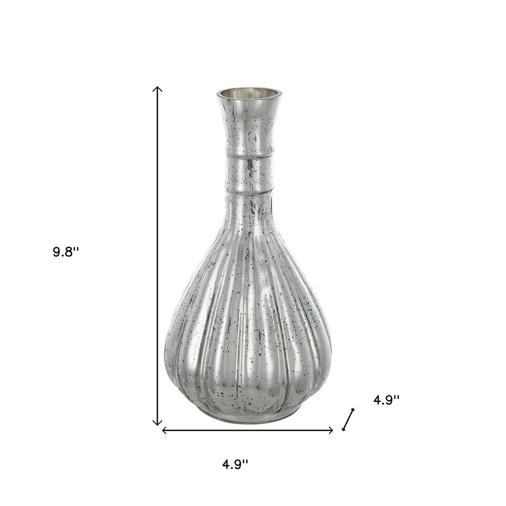 10" Antiqued Silver Glass Round Table Vase HomeRoots
