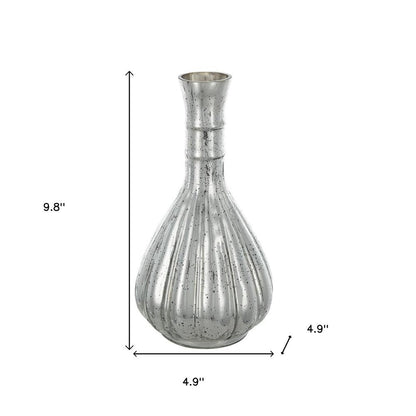 10" Antiqued Silver Glass Round Table Vase HomeRoots