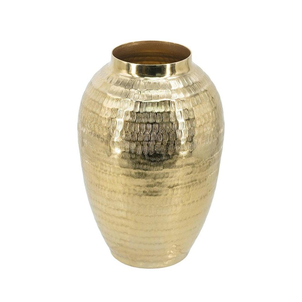 13" Gold Hammered Aluminum Urn Table Vase HomeRoots