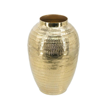 13" Gold Hammered Aluminum Urn Table Vase HomeRoots