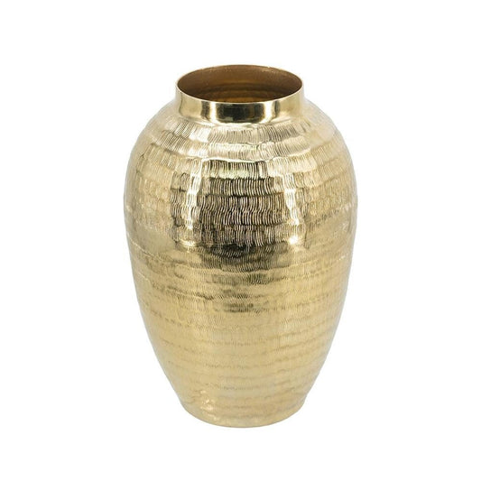 13" Gold Hammered Aluminum Urn Table Vase HomeRoots