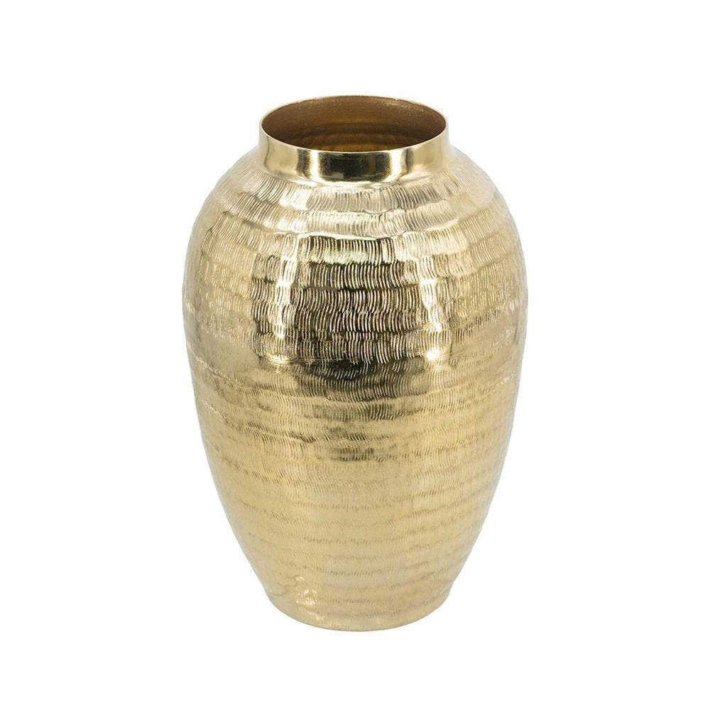 13" Gold Hammered Aluminum Urn Table Vase HomeRoots