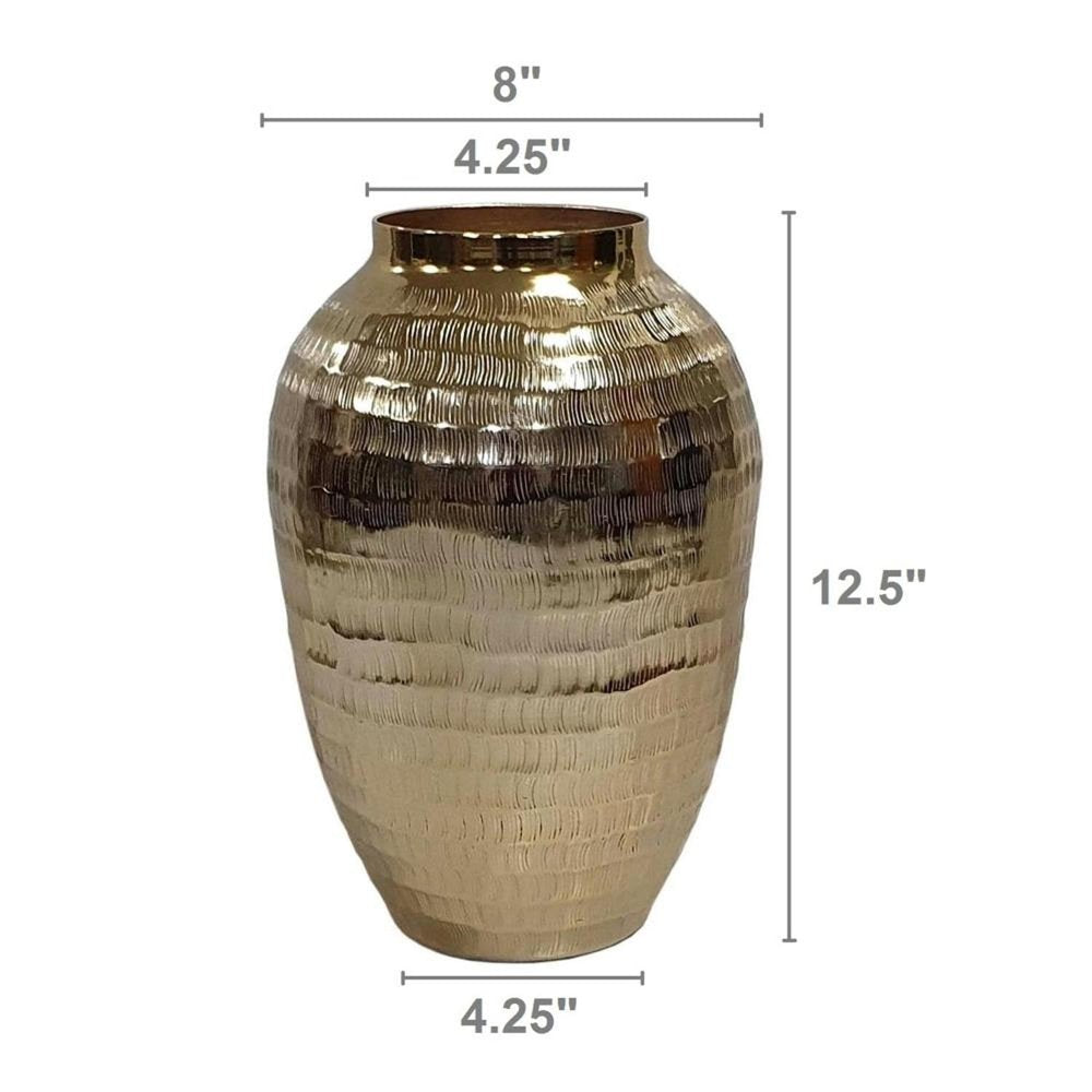 13" Gold Hammered Aluminum Urn Table Vase HomeRoots