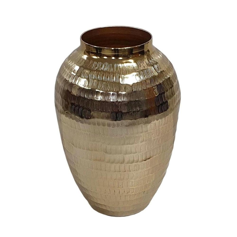 13" Gold Hammered Aluminum Urn Table Vase HomeRoots