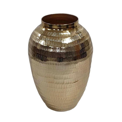 13" Gold Hammered Aluminum Urn Table Vase HomeRoots