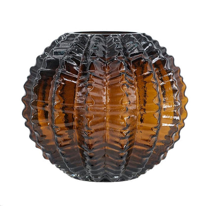 6" Burnt Umber Glass Textured Round Table Vase HomeRoots
