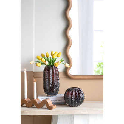 6" Burnt Umber Glass Textured Round Table Vase HomeRoots