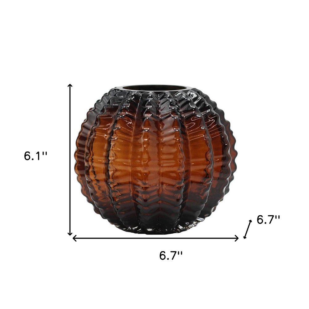 6" Burnt Umber Glass Textured Round Table Vase HomeRoots