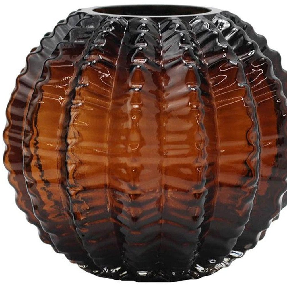 6" Burnt Umber Glass Textured Round Table Vase HomeRoots