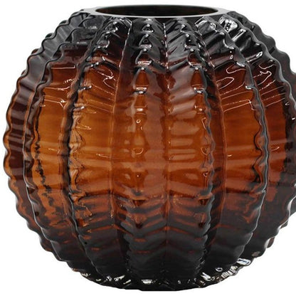 6" Burnt Umber Glass Textured Round Table Vase HomeRoots