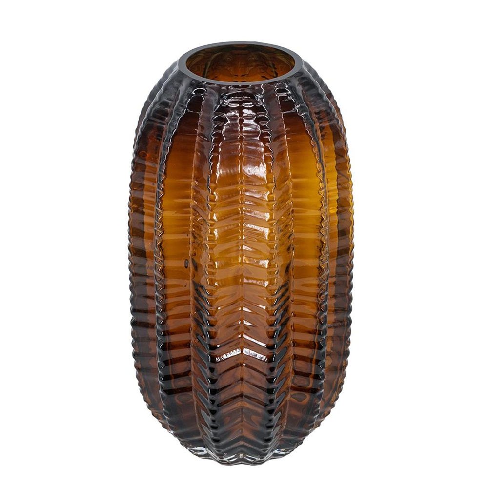 11" Burnt Umber Glass Textured Round Table Vase HomeRoots