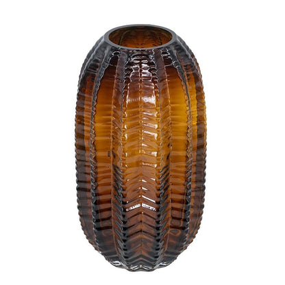 11" Burnt Umber Glass Textured Round Table Vase HomeRoots