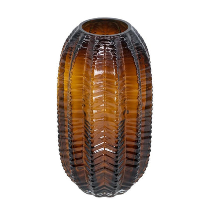 11" Burnt Umber Glass Textured Round Table Vase HomeRoots