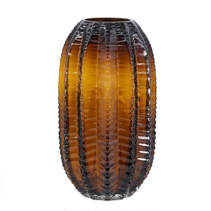 11" Burnt Umber Glass Textured Round Table Vase HomeRoots