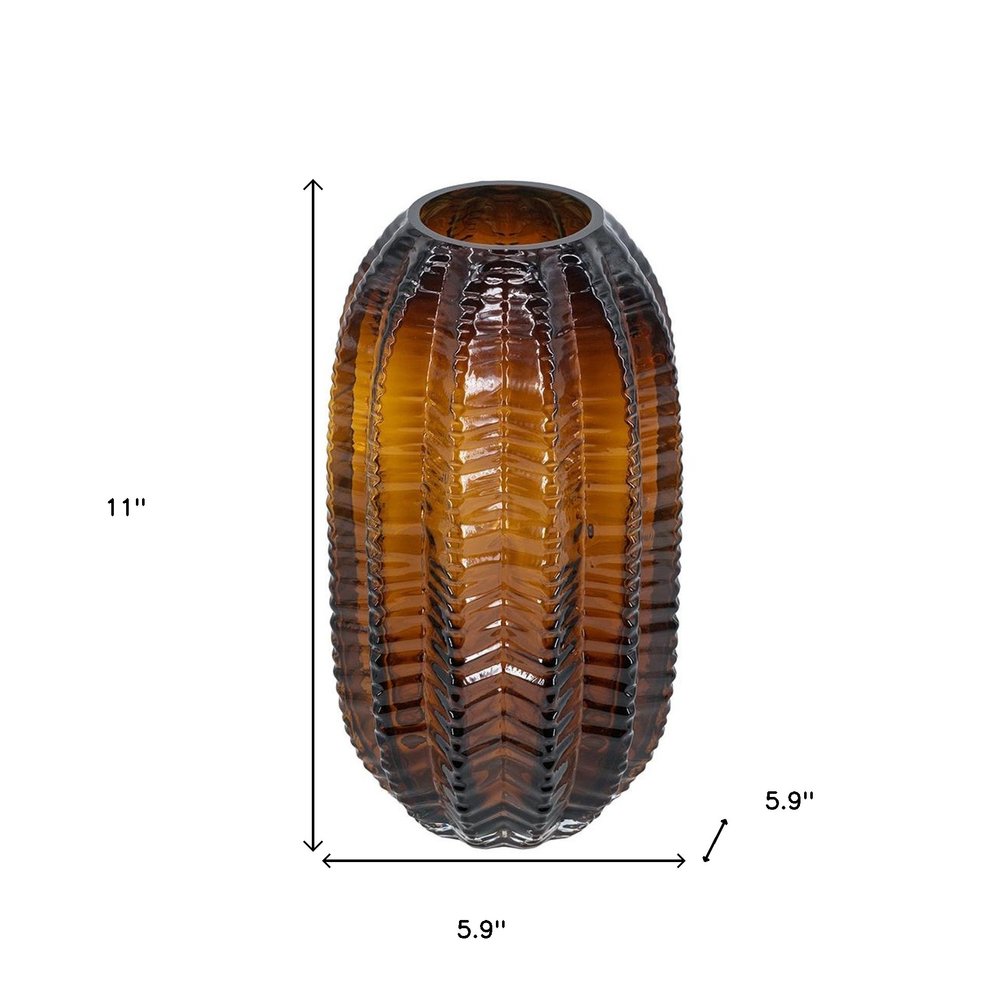 11" Burnt Umber Glass Textured Round Table Vase HomeRoots
