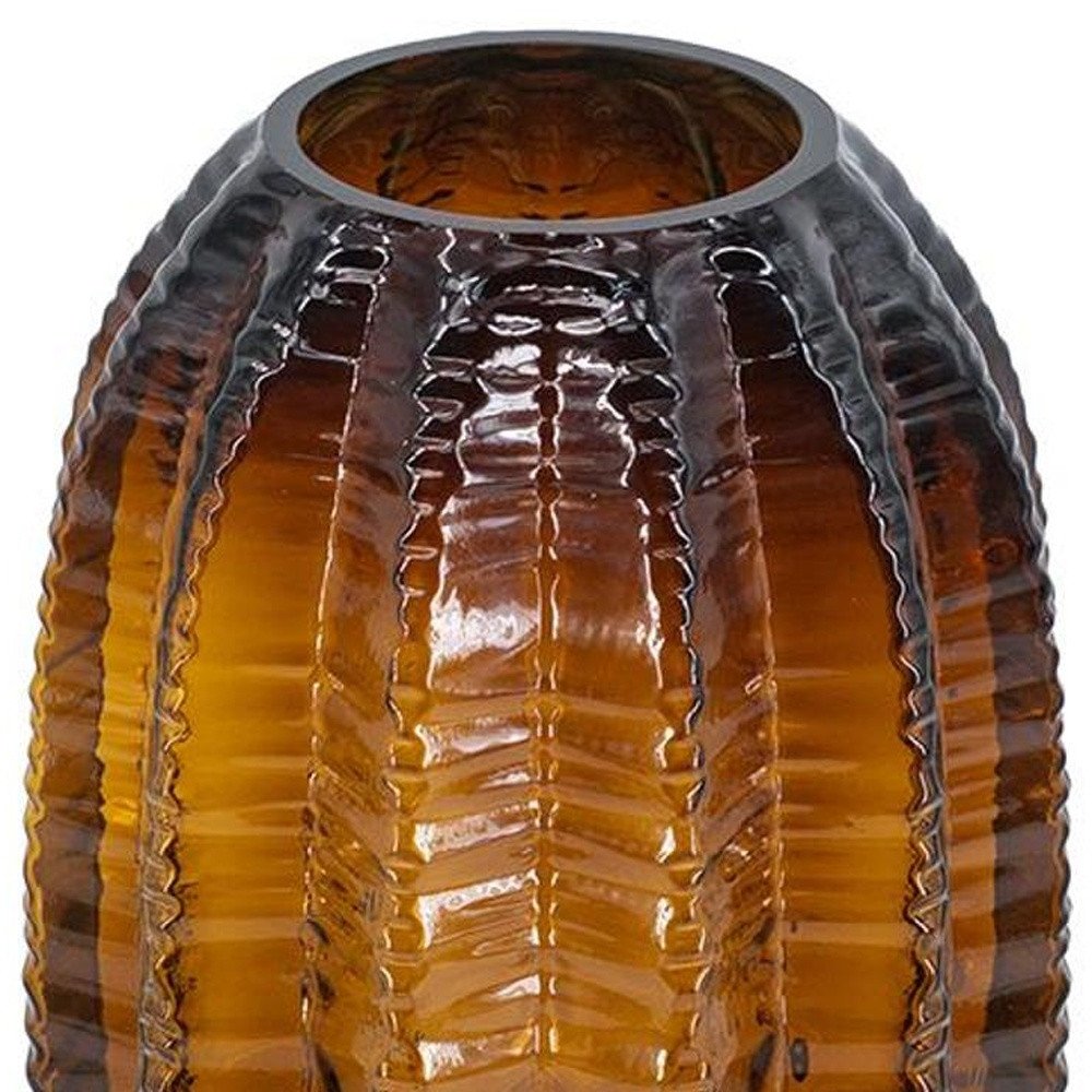 11" Burnt Umber Glass Textured Round Table Vase HomeRoots